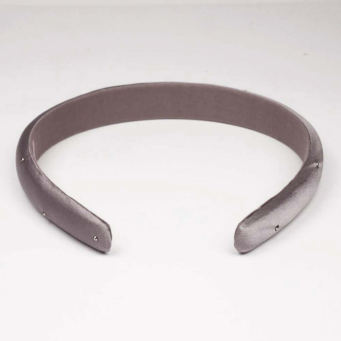 100% Mulberry Silk Puff Hair Band with Rhinestones - Grey