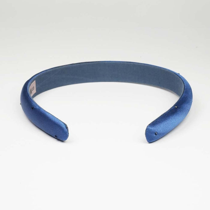 100% Mulberry Silk Puff Hair Band with Rhinestones - Royal Blue