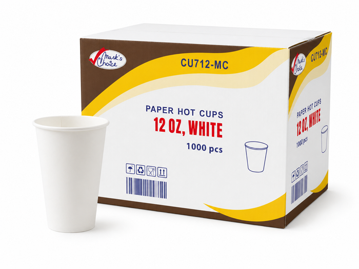 12 oz White Paper Hot Cups