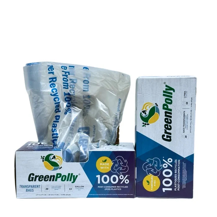 GreenPolly 13 Gallon Clear Kitchen Recycling Bags