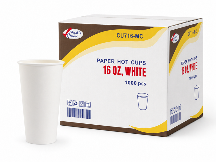 16 oz White Paper Hot Cups