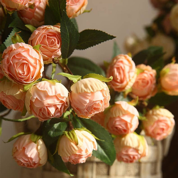 19.6" Artificial faux rose flower;7 heads small rose - Magnolia Lane co. Home + Garden + Gift