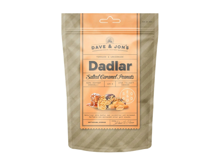 2 x Dave & Jon's Dadlar Salted Caramel Peanuts 125g (4.40 oz) – Natural Swedish Date Snack with Peanuts