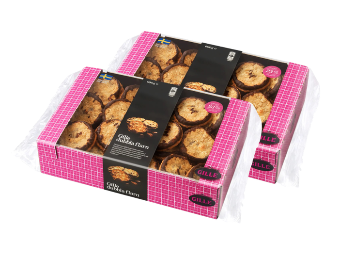 2 x Gille Dubbla Chokladflarn 600g (21.16 oz) – Authentic Swedish Double Chocolate Wafer Cookies