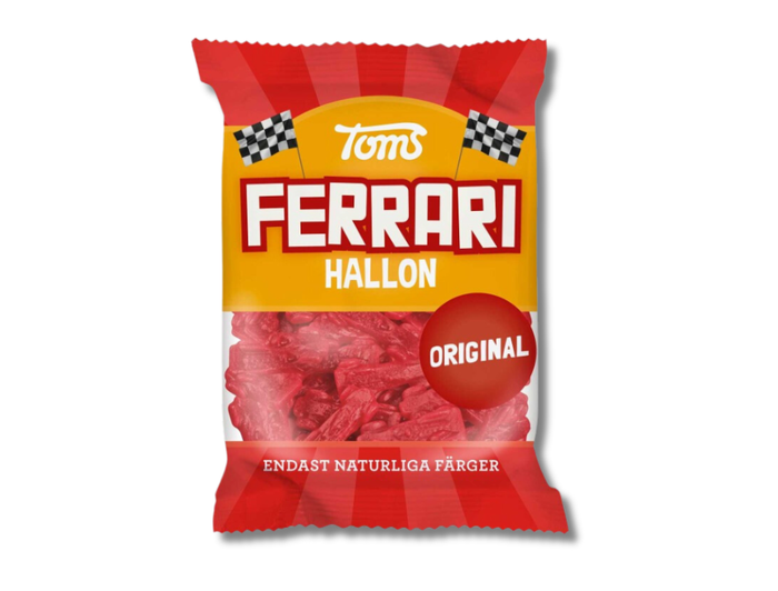 2 x Toms Ferrari Bilar Original 130g (4.58 oz) – Authentic Swedish Car-Shaped Fruit Gummies