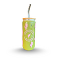 20 Oz Pink Saguaro Cactus Glass Tumbler and Stainless Steel Straw