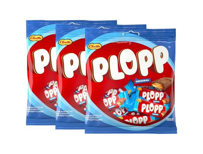 3 x Cloetta Plopp Original Mini 156g (5.50 oz) – Swedish Mini Milk Chocolate Toffee Bites