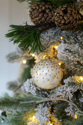 3.5" Capiz Glittered Dotted Ball Orn (Gold/White) - Taryn x Philip Boutique