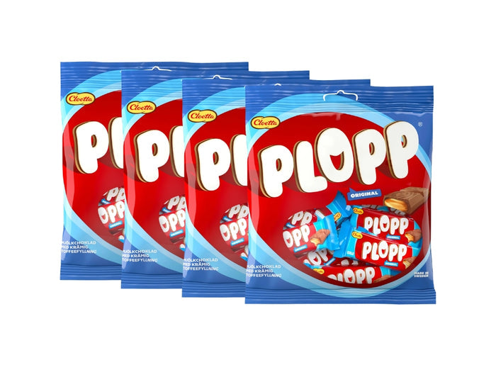 4 x Cloetta Plopp Original Mini 156g (5.50 oz) – Swedish Mini Milk Chocolate Toffee Bites