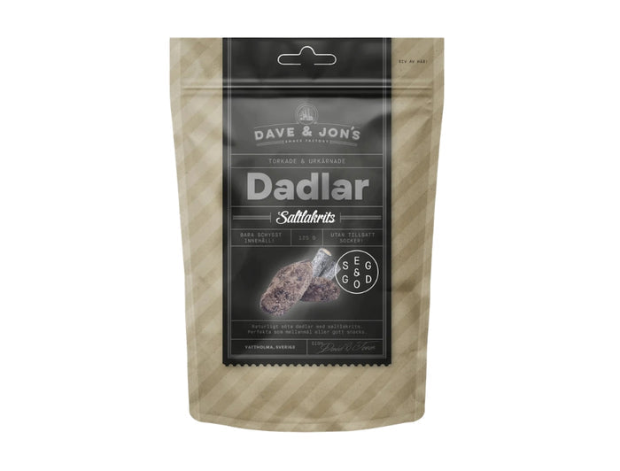 4 x Dave & Jon's Dadlar Saltlakrits 125g (4.40 oz) – Swedish Salted Licorice Dates