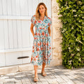 50230 – Multi Floral Ruffle Sleeve Top with Pockets
