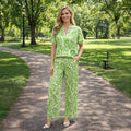 50279 – Paisley Print Wide Leg Pants and Top Set with Pockets