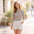 50284 – Multi Floral Mesh Long Sleeve Top