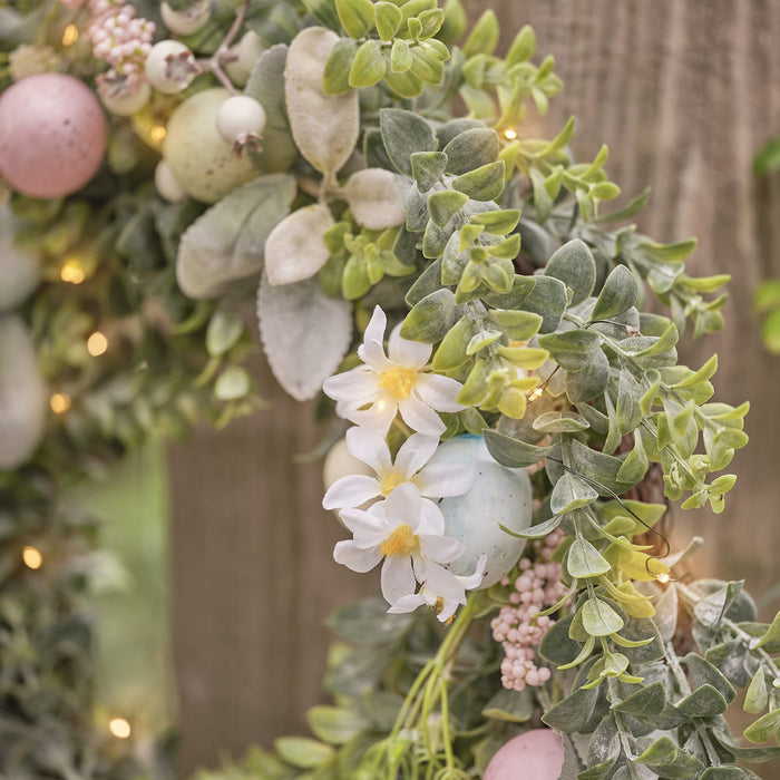 50cm Pre Lit Easter Egg Wreath