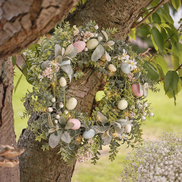 50cm Pre Lit Easter Egg Wreath