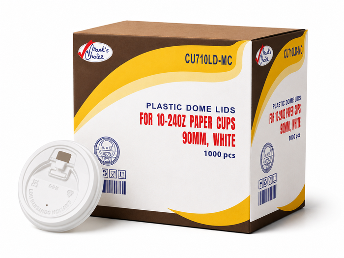 90mm White Dome Lids for 10-24 oz Paper Hot Cups