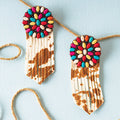 93016 - Squash Blossom Tassel Earrings - Multi Cow Fashion Jewelry Wholesale
