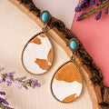 93047 - Turquoise Animal Hide Earrings - Brown - Fashion Jewelry Wholesale