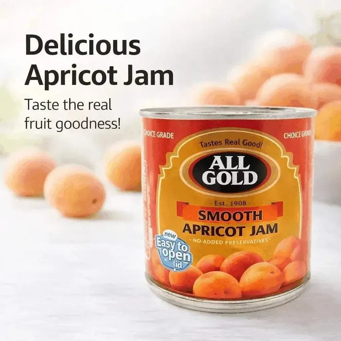 All Gold Smooth Apricot Jam 900g jar and apricot spread