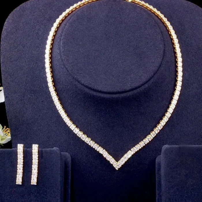 Wedding Jewelry - Cubic Zirconia Bridal Three-Piece Jewelry Set - Available Silver and Gold