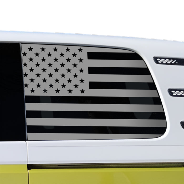 American Flag Quarter Window Decal for Volkswagen ID. Buzz 2025 – Precut Matte Black Vinyl