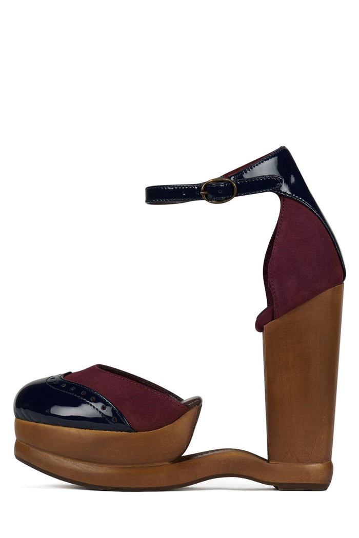 AMERIE Jeffrey Campbell Wedge Pump Wine Suede Combo