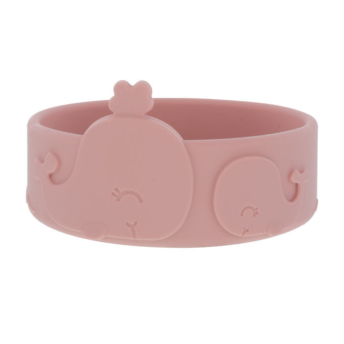 The Nuby Animal Friends 6-Piece Dinnerware Set - Pink Whale includes a pink silicone bowl embossed with two smiling whales, making self-feeding fun and easy for your little one.