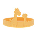 The Animal Friends All Silicone Plate is a yellow baby bowl featuring raised images of two giraffes (one large, one small) and smooth, rounded edges. Embossed details make it easy to grip—perfect for self-feeding.