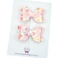 Annabelle - small peach lace piggytail bows
