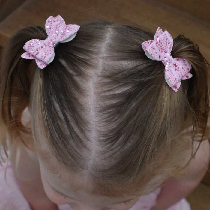 Annabelle - small pink lace piggytail bows