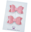 Annabelle - small velvet piggytail bows - pink