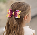 Annabelle Bow Hair Clip - pink/purple/yellow floral