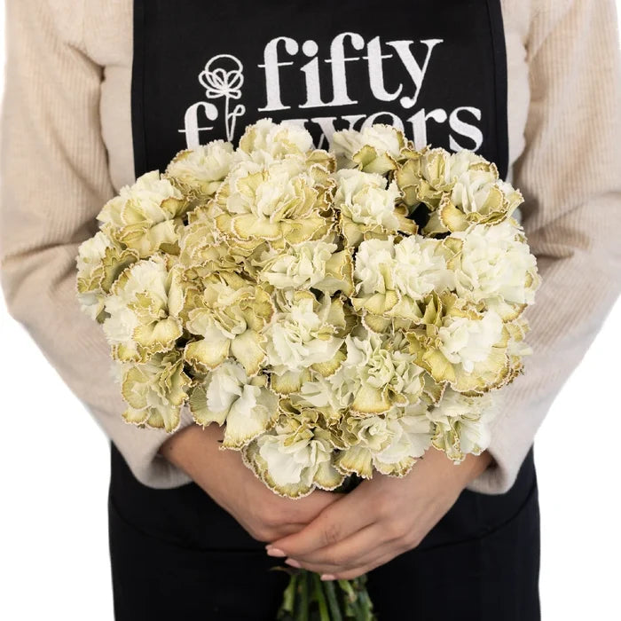 Antique Green Carnation Flowers Wholesale Apron - Image