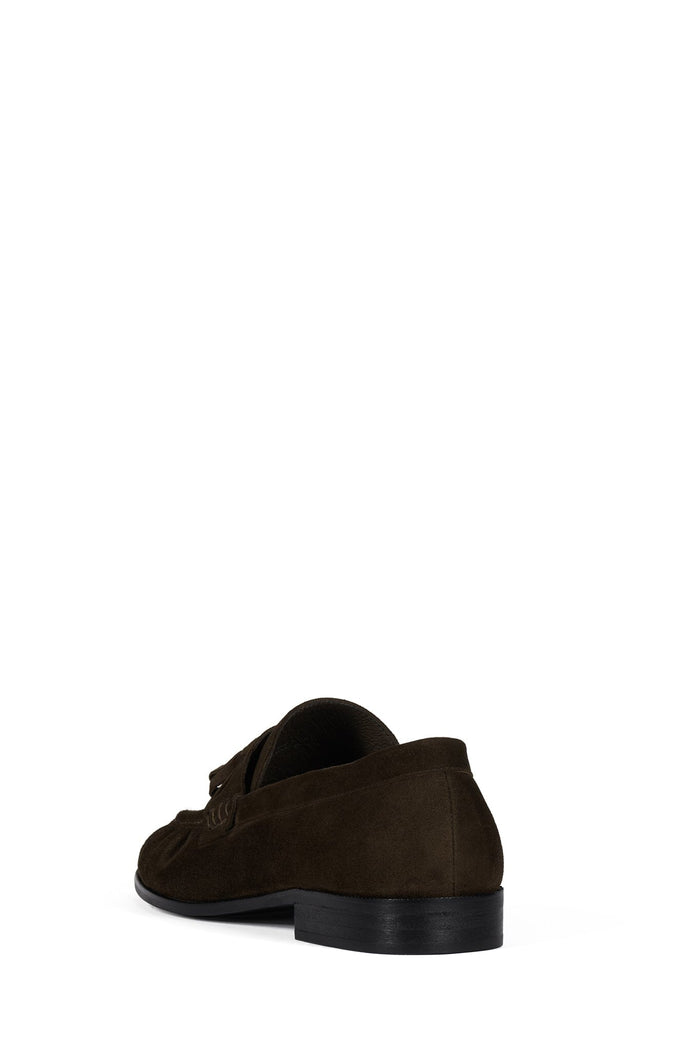 ARTICULATE Jeffrey Campbell Loafer with Tassel Detail Brown Suede