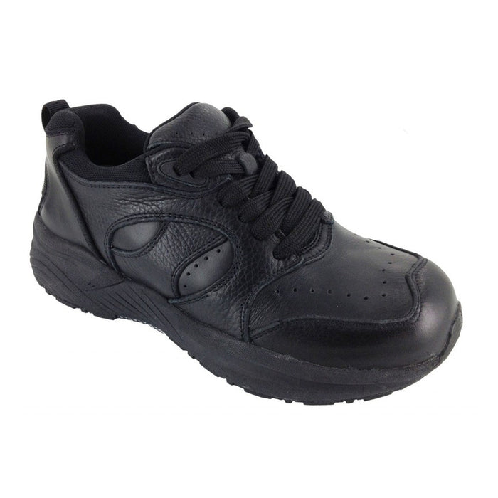 leather swelling wide extra wide athletic diabetes edema lymphedema heel pain neurophaty swollen sore feet bracing orthopedic shoes canada anti-slip anti-skid black