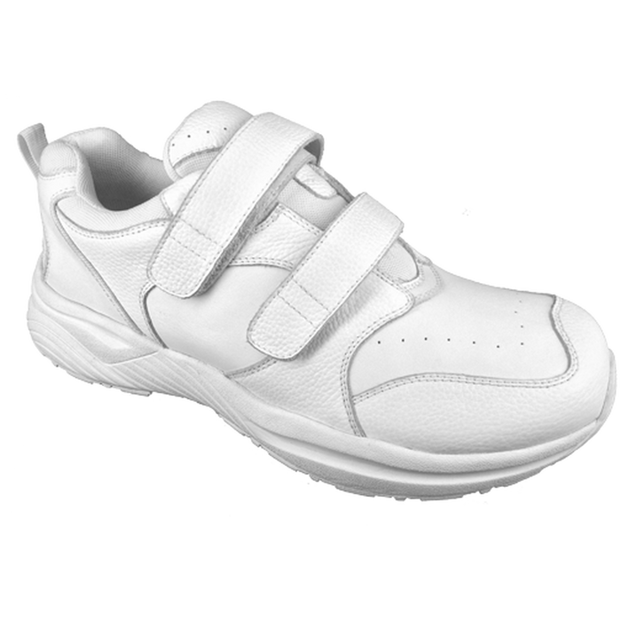 swelling wide extra wide athletic diabetes heel pain neurophaty swollen sore feet orthopedic shoes  canada anti-slip anti-skid WHITE leather