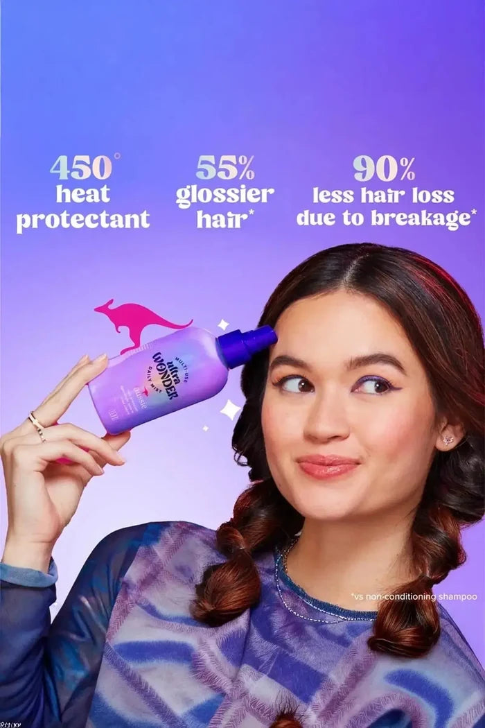 Aussie Ultra Wonder Hydrating Mist for Dry Hair 7.6 FL OZ - Protect Hair from Heat Styling with Multi-Use Daily Mist, Heat Protectant and Style Primer