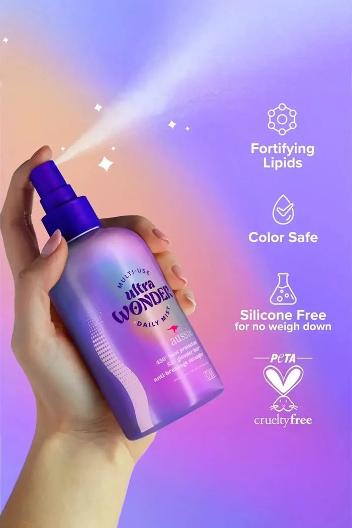 Aussie Ultra Wonder Before and After Results - Protect Hair from Heat Styling with Multi-Use Daily Mist for All Hair Types.