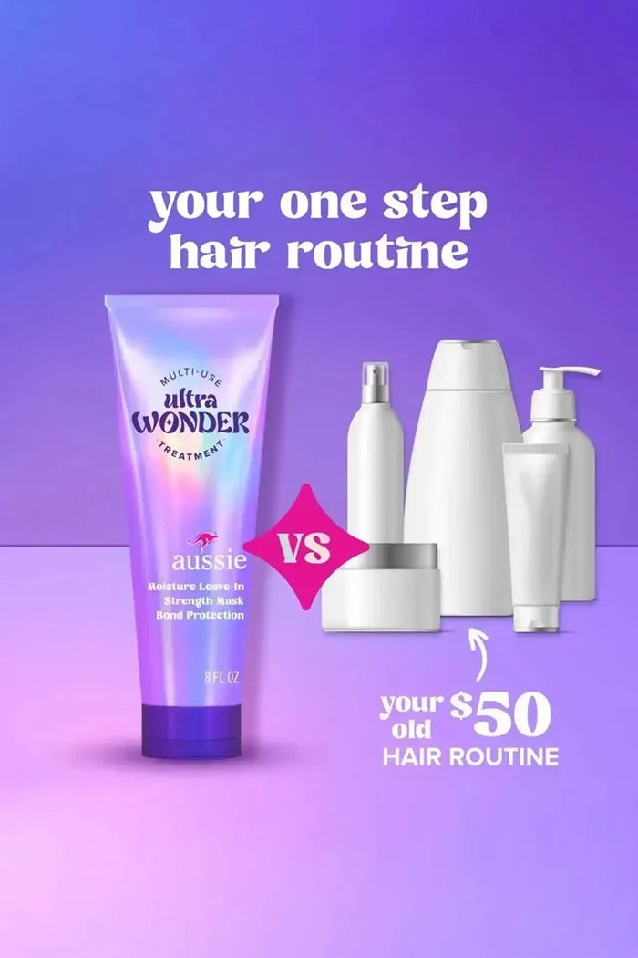 Aussie Ultra Wonder Multi-Use Treatment - Non Greasy Leave in Conditioner with 48hr Bond Protection and 3X Strength for Curly Hair