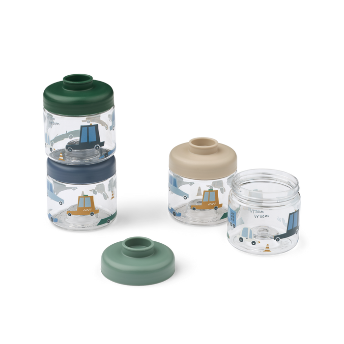 Liewood - Baby Food Boxes - Dominique - Tritan - Pack Of 2 - Cars/Sandy