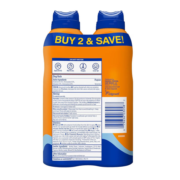 Banana Boat Sport Cool Zone Continuous Sunscreen Spray SPF 30 - 2 Ct - 6 Pack
