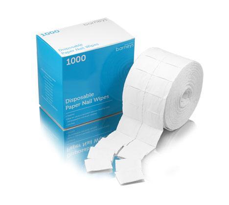 Barneys Disposable Lint Free Paper Nail Polish Wipes - 1000 Piece Roll