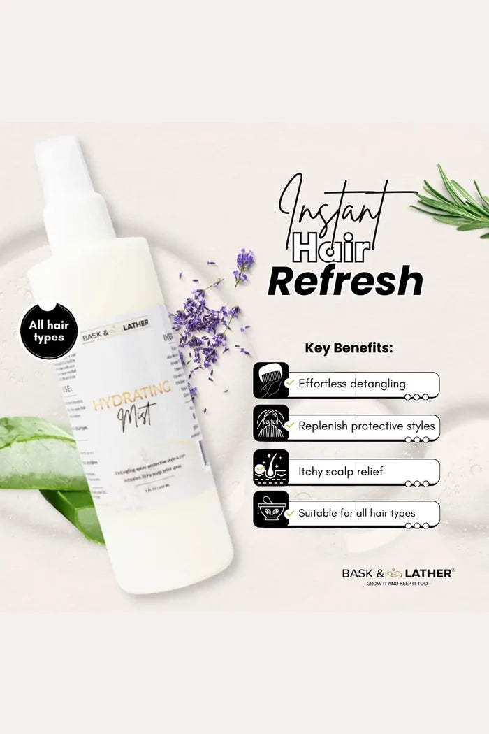 BASK & LATHER HYDRATING HAIR MIST 8oz BASK&LATHER