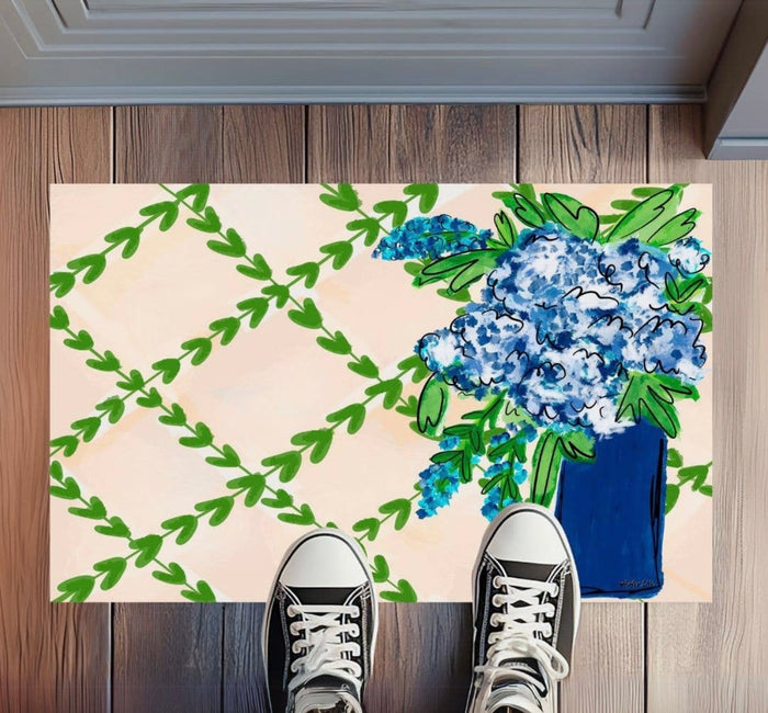 Baxter & Me Blue Floral w Greenery Floormat