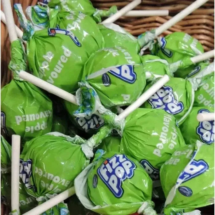 Tub of 40 Beacon FIZZ POP APPLE apple-flavored lollipops with sherbet center