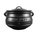 Cast iron Best Duty Potjie flat pot with lid and handle, 7.8L capacity for outdoor cooking