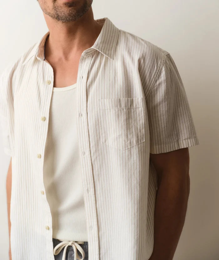 Better-Than-Linen Shirt Tan/White Stripe