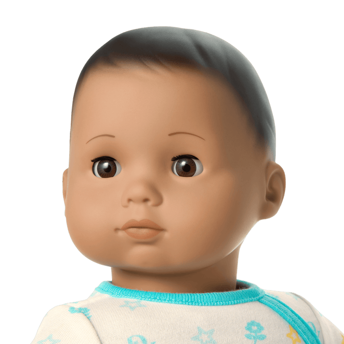 Bitty Baby® Doll #5 with dark-brown hair in Pastel Blue