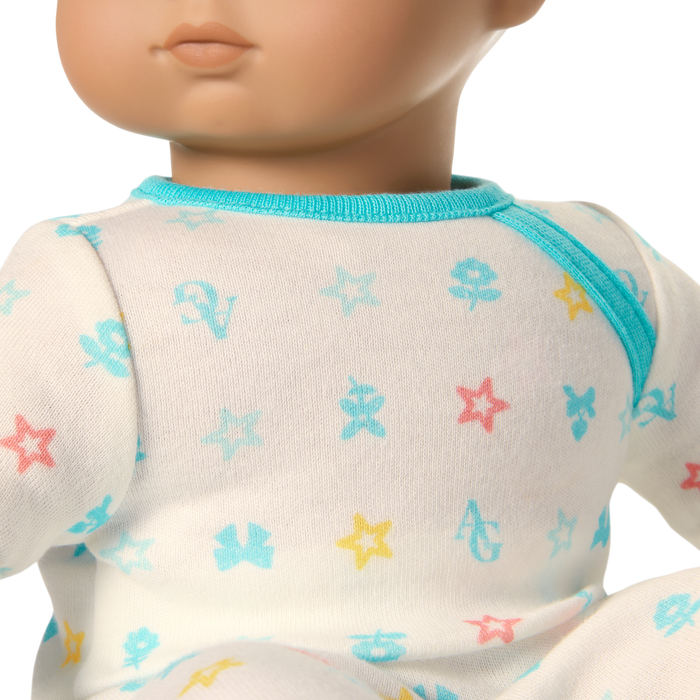 Bitty Baby® Doll #5 with dark-brown hair in Pastel Blue