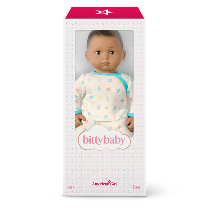 Bitty Baby® Doll #5 with dark-brown hair in Pastel Blue